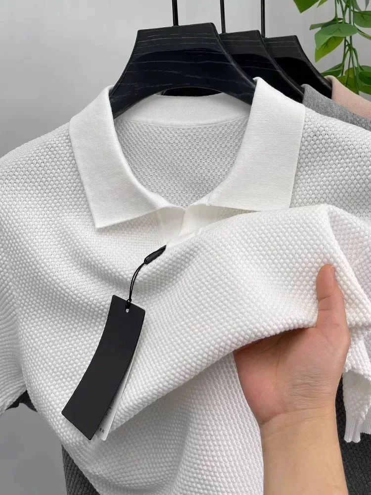 

100% чистый хлопок мужские короткими рукавами polo рубашки высококачественный трикотаж чистый цвет мода Личность V воротник летний новый отдыха Футболка
