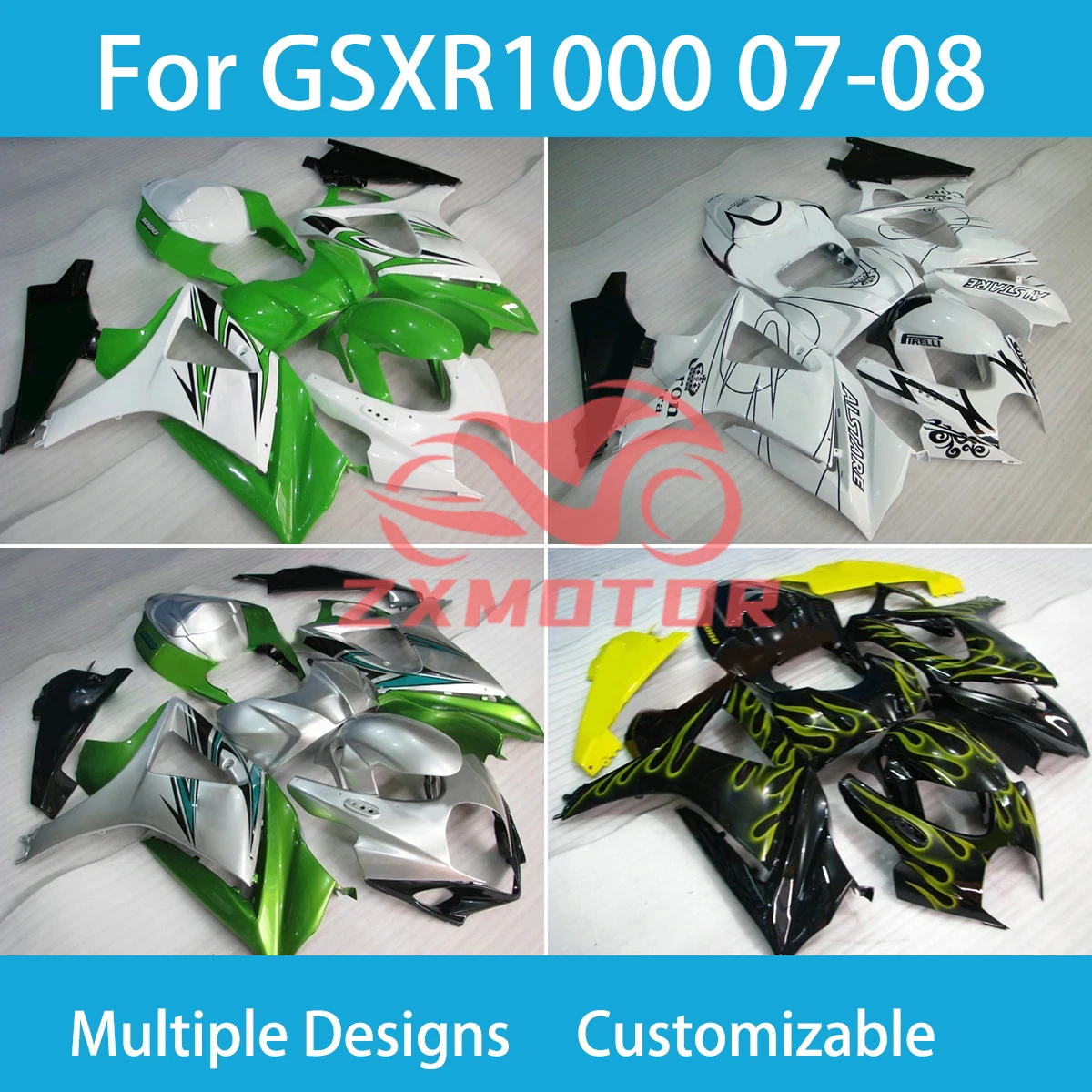 

GSXR1000 07 08 Injection Fairings for SUZUKI K7 GSXR 1000 2007 2008 Motorcycle Fairing Set Bodywork Panel Kit Fit