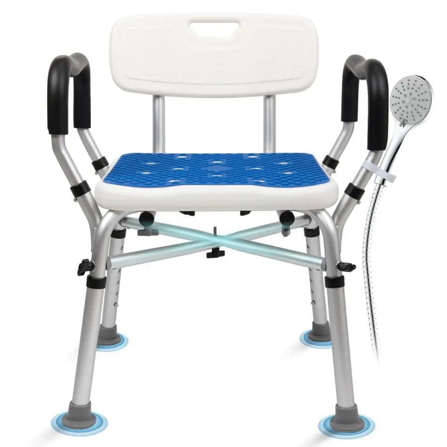 

Shower Chair for Elderly and Disabled NonSlip Silicon Pad Bariatric Shower Seat with Arms amp Back, Height Adjust amp Reinforced