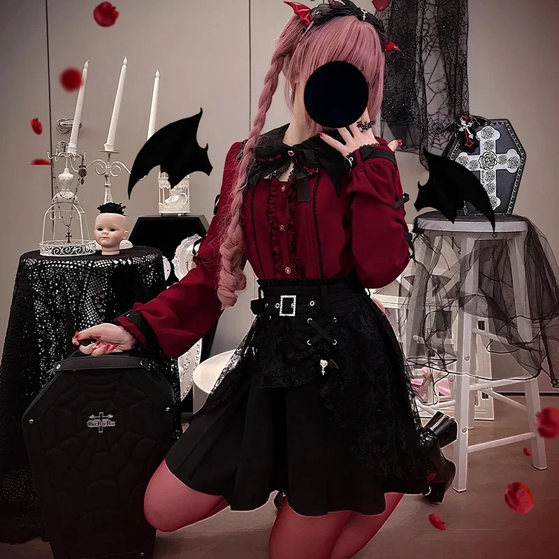 Jirai Kei Kawaii Women Shirts Lolita Y2K Cute Japanese Style Blouse Elegant Long Sleeve Sweet Tops Casual Aesthetic Shirt 2025