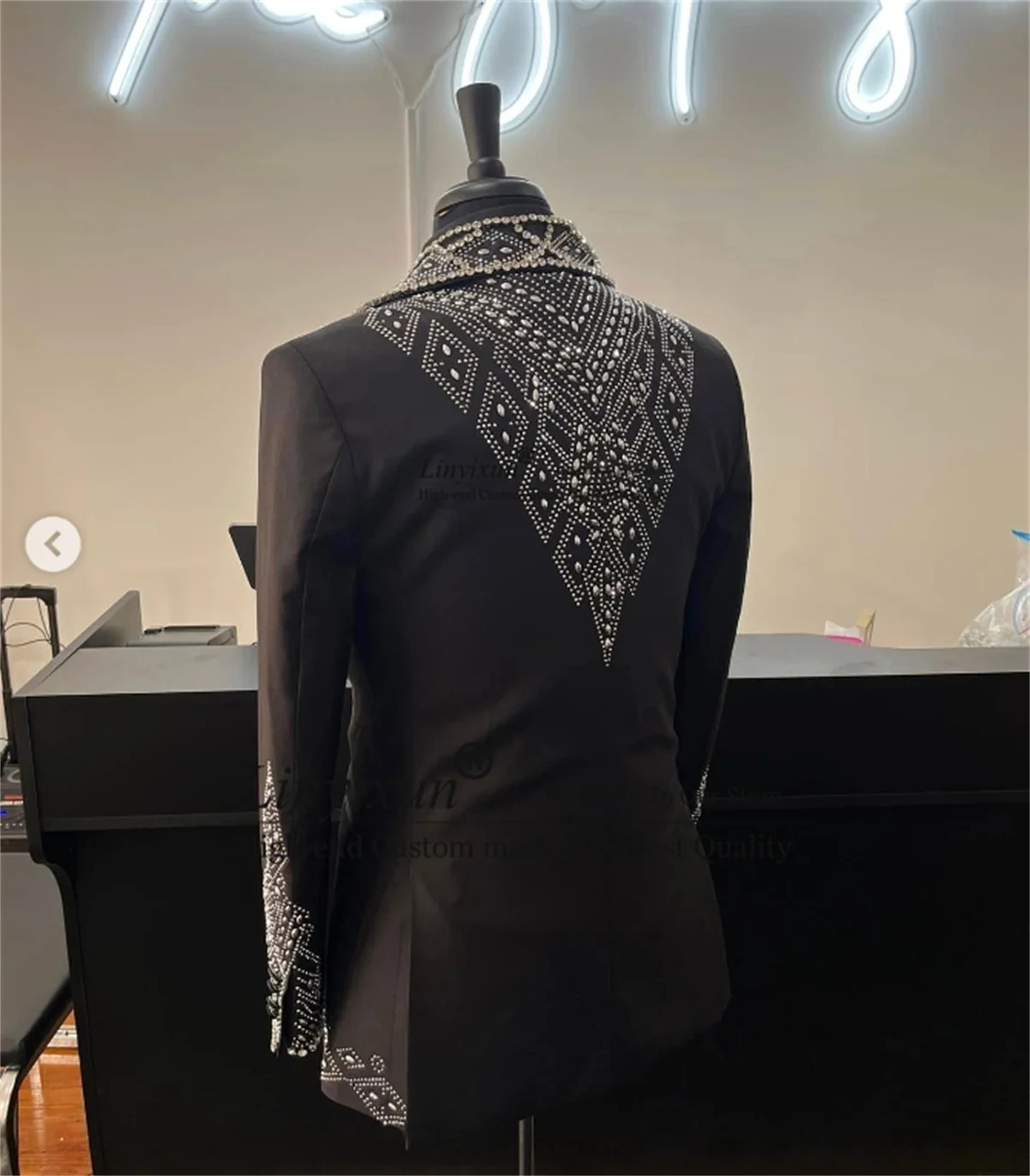 

High End Stons Crystals Men Suits Sparkly Groom Wedding Tuxedos 2 Pieces Sets Male Prom Blazers Customized trajes para hombre