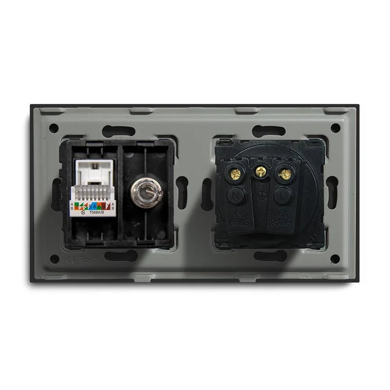Bingoelec USB Wall Socket EU Socket with TV Connector HDMI CAT6 RJ45 Internet Computer Data Outlet DIY Function Parts
