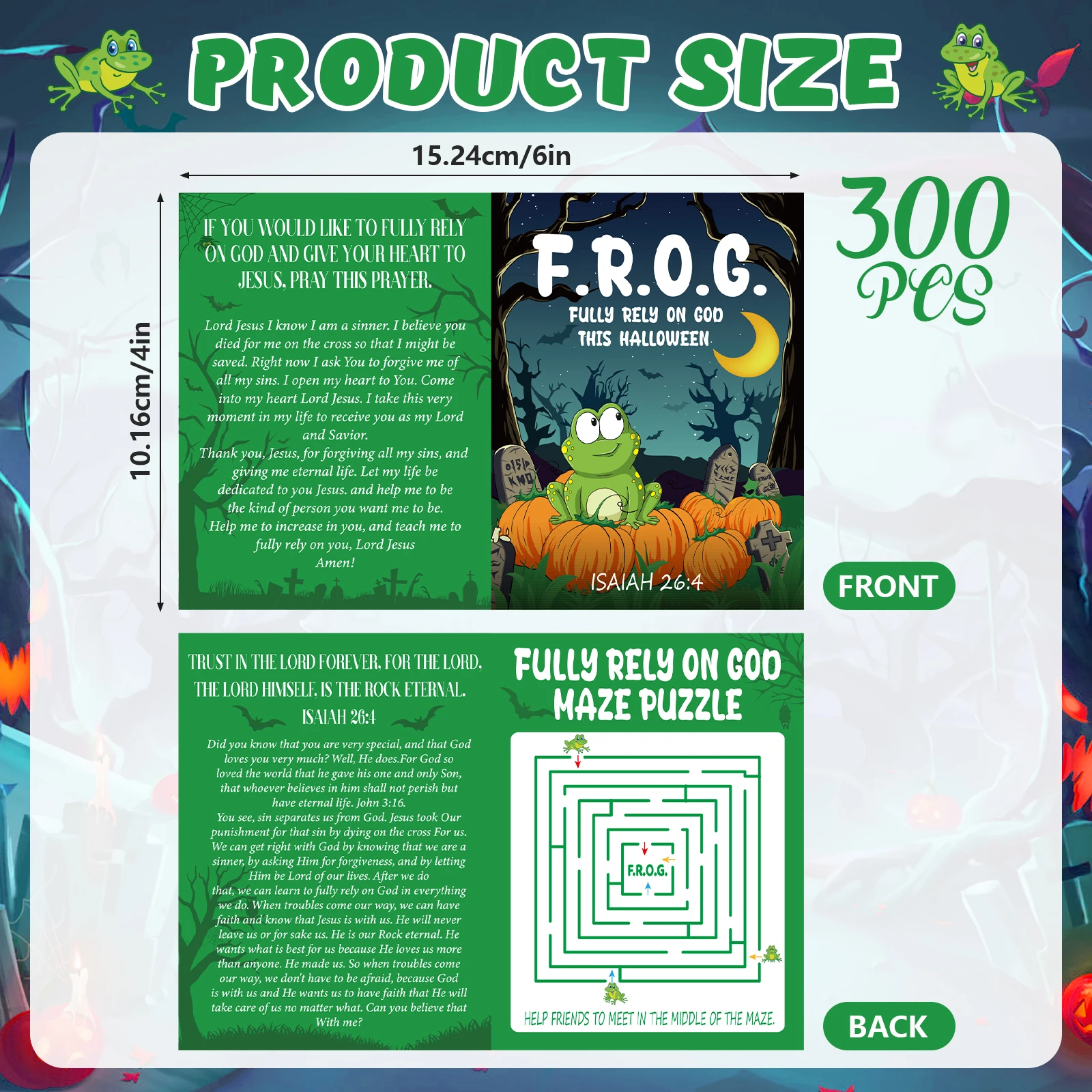 

300 шт., Хэллоуин, полностью ретельно на Богом, лягушка, библейские тракты, христианская Библия, Евангелие, тракты, евангелизм, церковные принадлежности, Christia