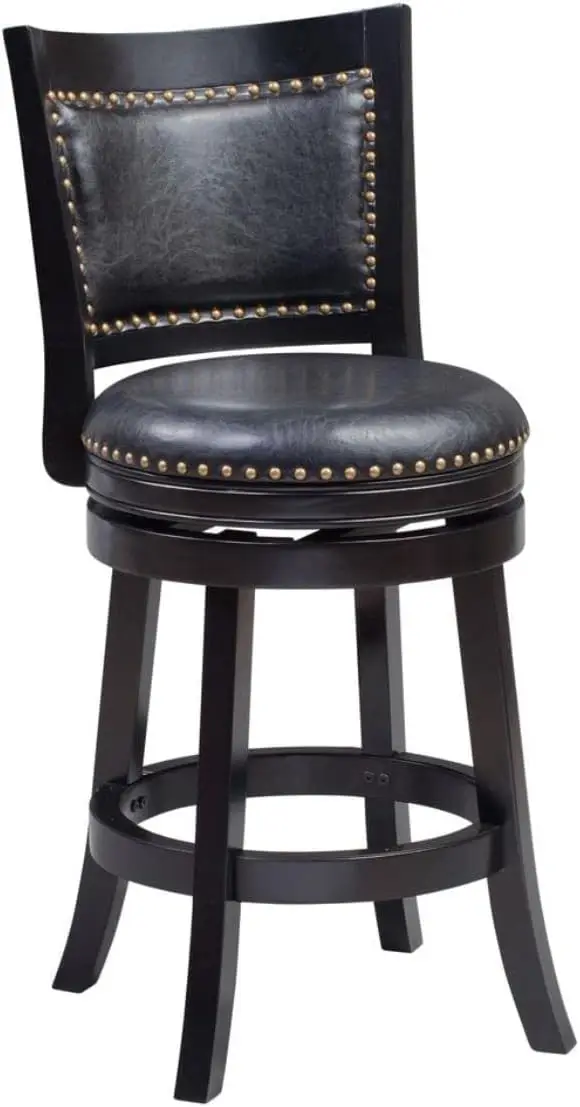 Banqueta giratória para contador, fezes giratórias, cor preta, 24 polegadas