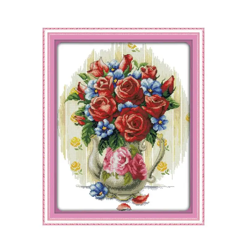 

Ваза для розы (3) комплект для вышивки крестом цветок 14ct 11ct печатная ткань холст вышивка DIY рукоделие ручной работы