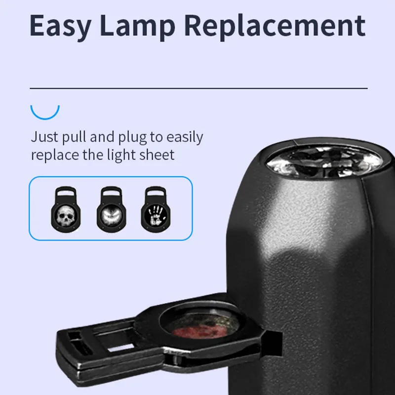 Halloween Christmas Planet Moon Lamp Projection Lights 5V USB Night Light Ambiance Skull Ghost Switchable Pattern Projection