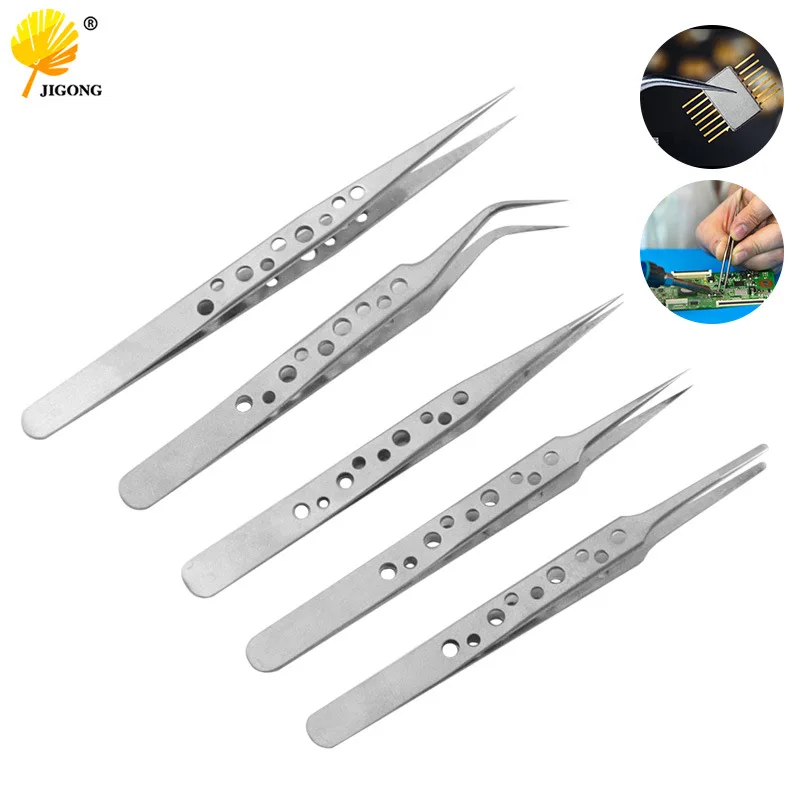 Nine-hole forceps Sandblasting/bright light, repair forceps, elbow tip, thin head, stainless steel forceps with holes, hard flat