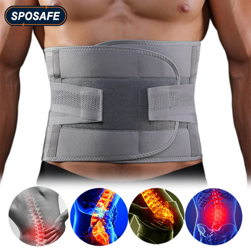 Lumbar Support Belt Lumbosacral Back Brace – Ergonomic Design and Breathable Material - Lower Back Pain Relief Warmer Stretcher