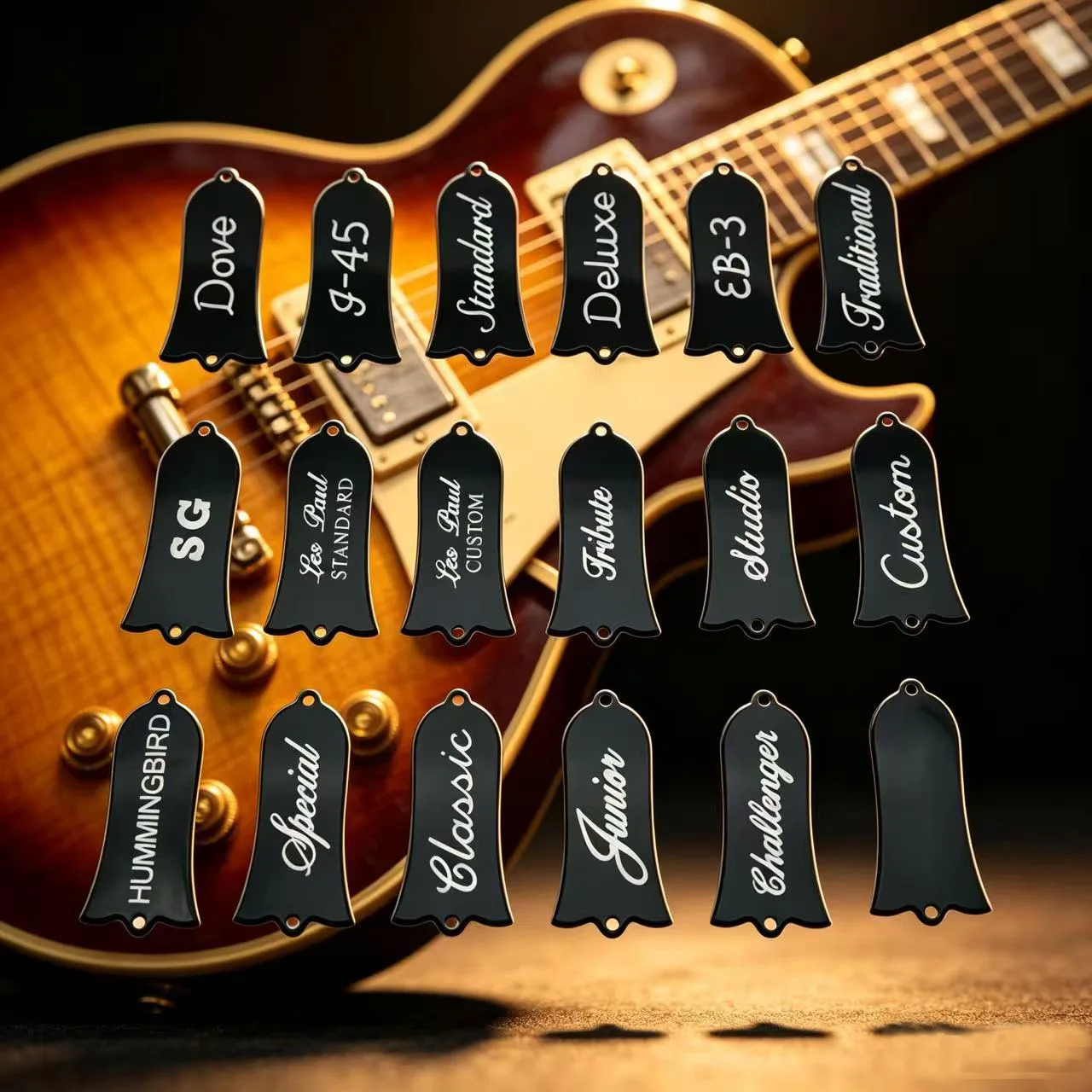 2-ply Truss Rod Cover with Silver Paint Number and Stainless Screws for Gibson LP Les Paul/SG/ES Electric/Acoustic Guitar Bass