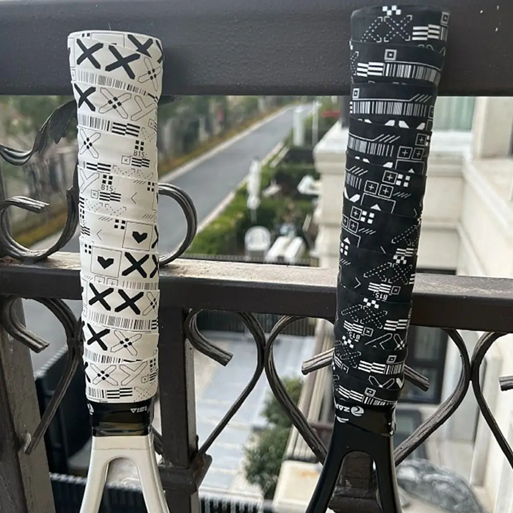 Black White Badminton Racket Overgrips Printing Matte Tennis Racquet Sweatband Shock Absorption Tennis Paddle Over Grips