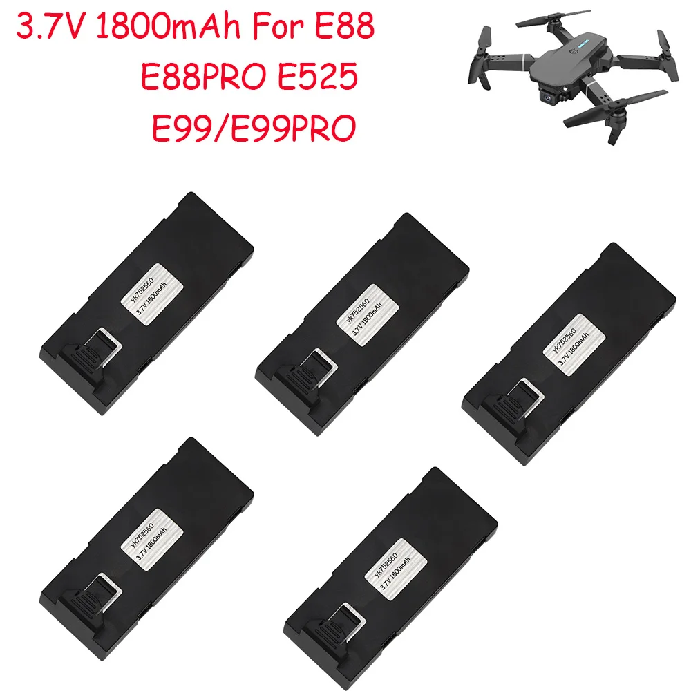 1/2/3/4/5/10Pcs 3.7V 1800mAh RC Drone accessorio batteria per E88 E88PRO Ls-E525 E525 PRO Mini Uav Drone batteria speciale Rc Part