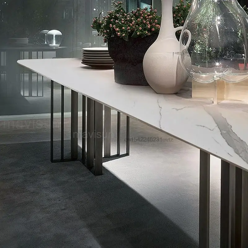 Italian Style Marble Board Dining Table For Large Apartment 2m Italian Postmodern Minimalist Big Custom Table Set High-End