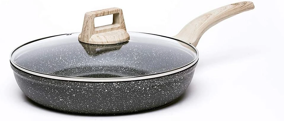 

Nonstick Frying Pan Skillet,12" Non Stick Granite Fry Pan with Glass Lid, Egg Pan Omelet Pans