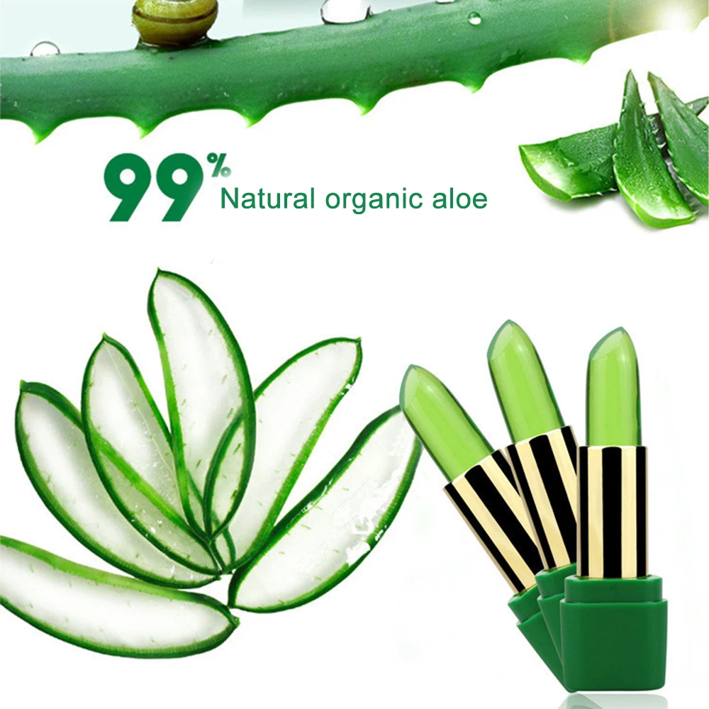 Pure Natural 99% Aloe Vera Gel Temperature Change Lip Balm Lock Color Lasting Moisturizing Does Not Bleach Jelly Lipstick TSLM1