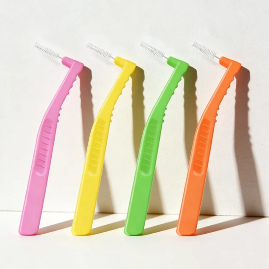 20 Pcs/box L Shape Push-Pull Interdental Brush Orthodontic Toothpick Teeth Whitening Tooth Pick ToothBrush Oral Hygiene Care