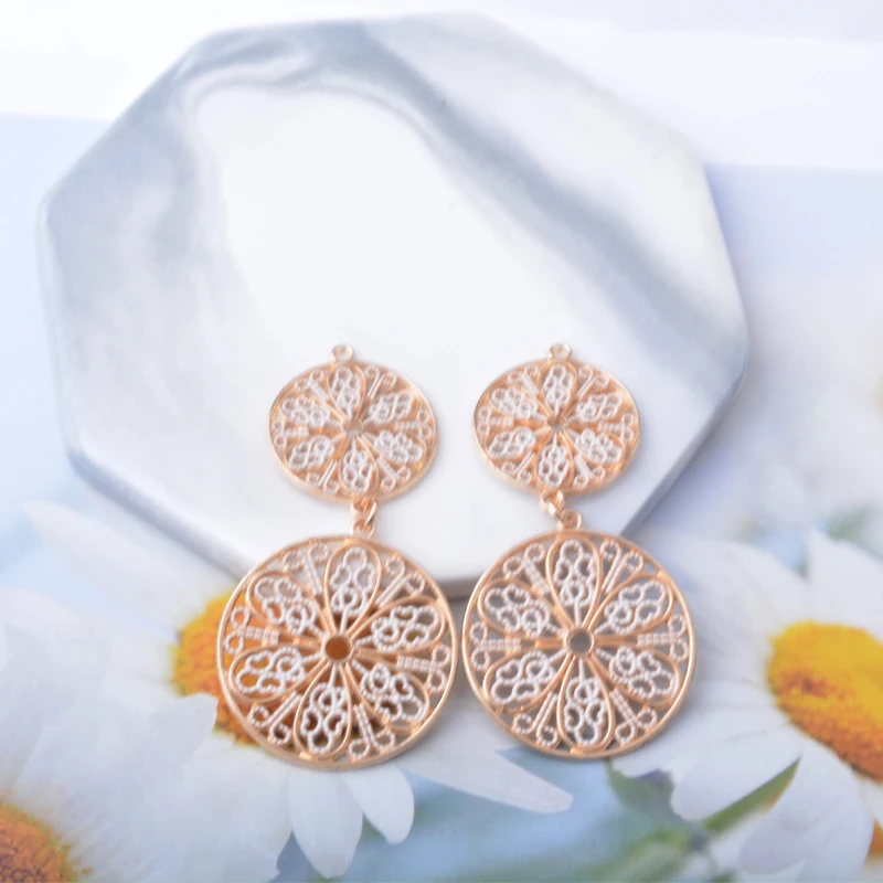 6 Stück/Set Boho Goldene Anhänger Schmuckherstellung Runde Anhänger DIY Damenohrringe – Detail 6