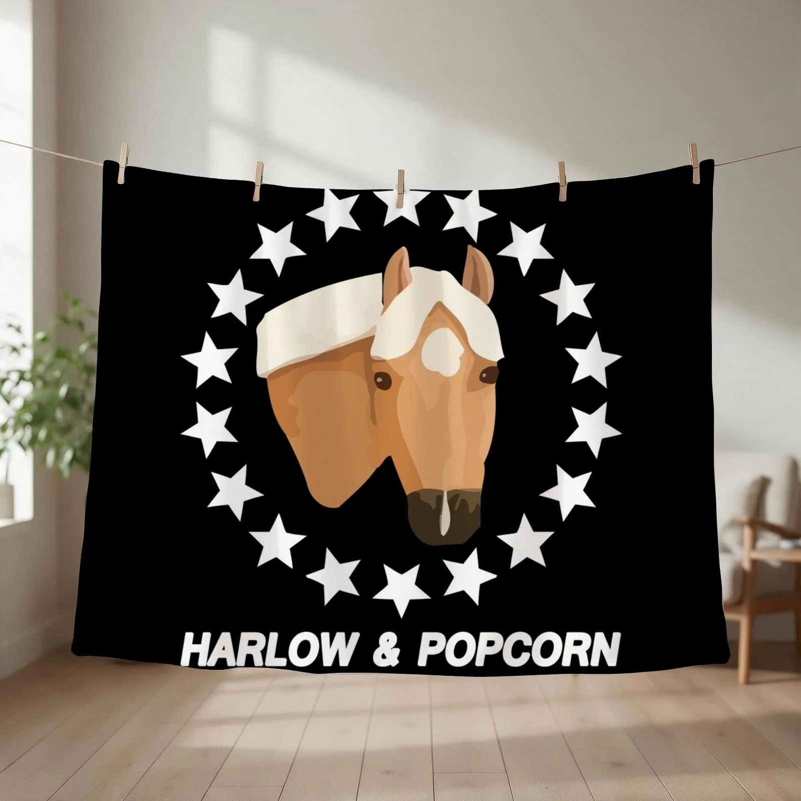 Harlow And Popcorn Merch Popcorn The Pony Throw Blanket Hair Thermals For Travel Soft Plaid Shaggy Blankets