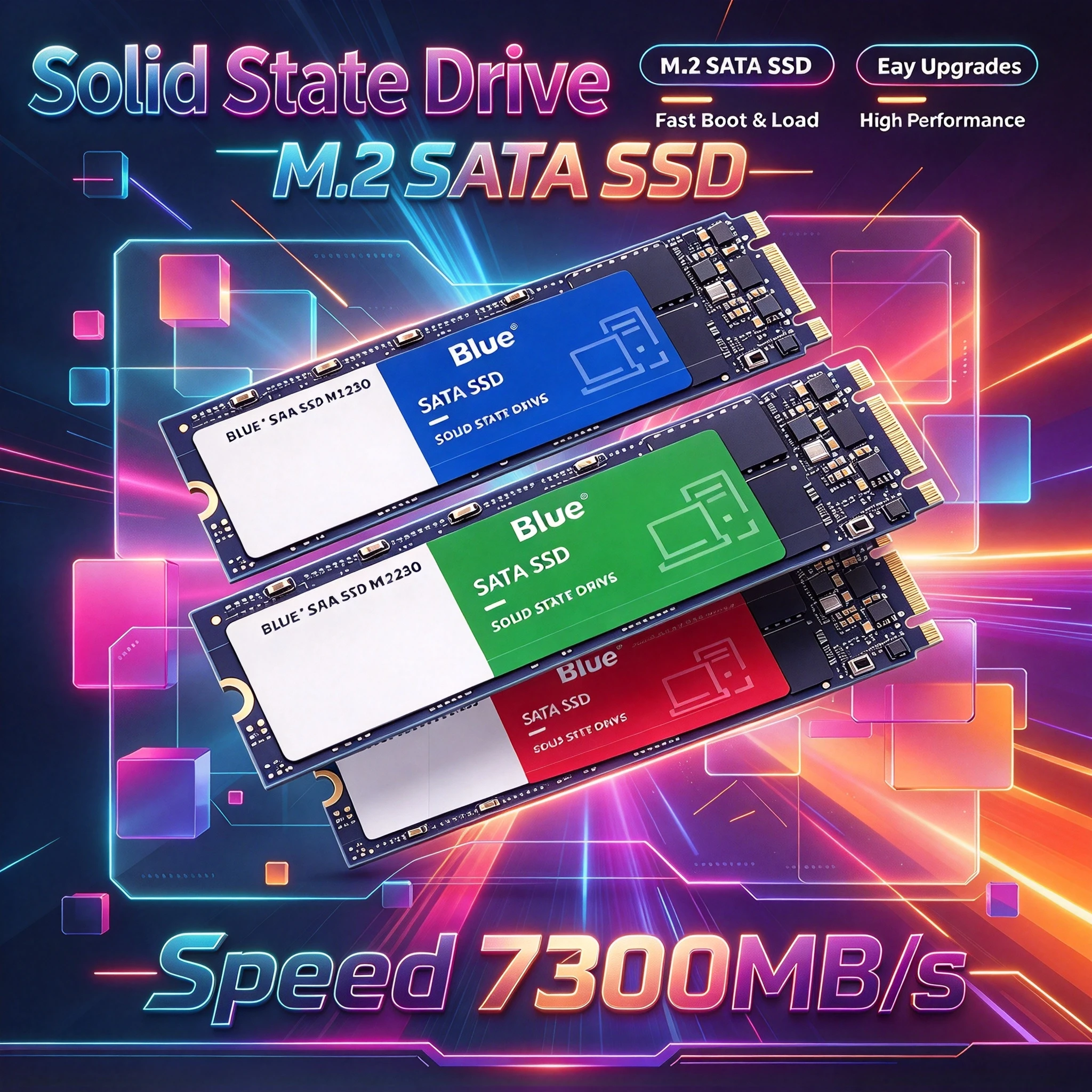 M.2 2280 SATA SSD 4TB, Internal Solid State Drive, High Performance, Large Capacity Hard Disk, Mac, Desktop, Laptop.