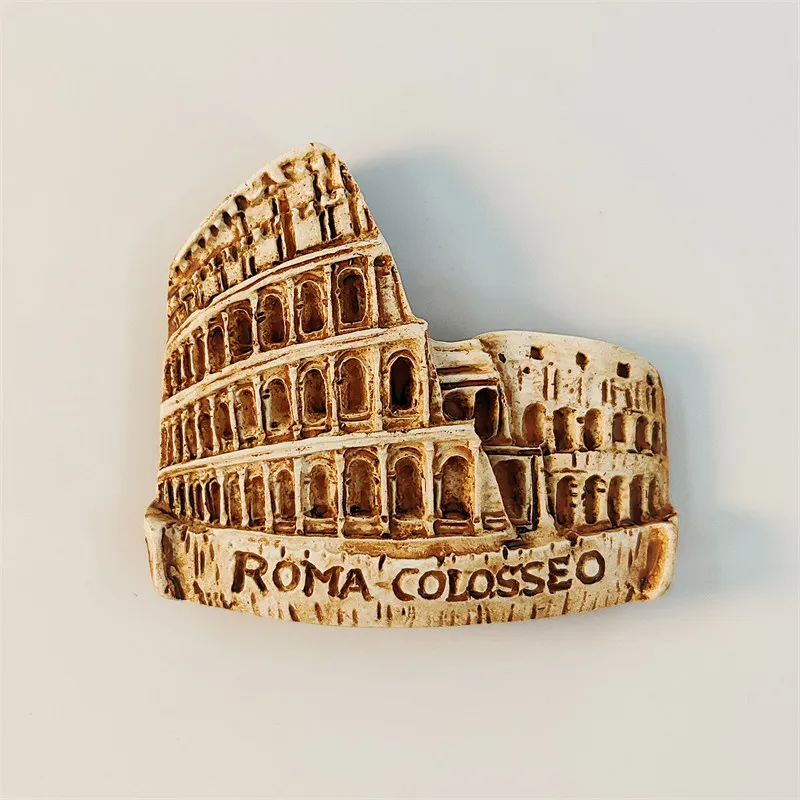 Italy Rome Vintage Colosseum Tourist Souvenir Resin Painted Home Decoration Magnetic Fridge Magnet Resin Material