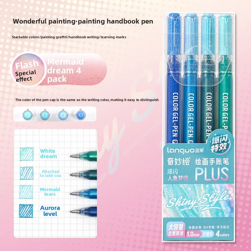 مجموعة أقلام تحديد لامعة قرطاسية كاواي لطيفة لتدوين الملاحظات وأقلام تحديد للوازم المكتبية المدرسية