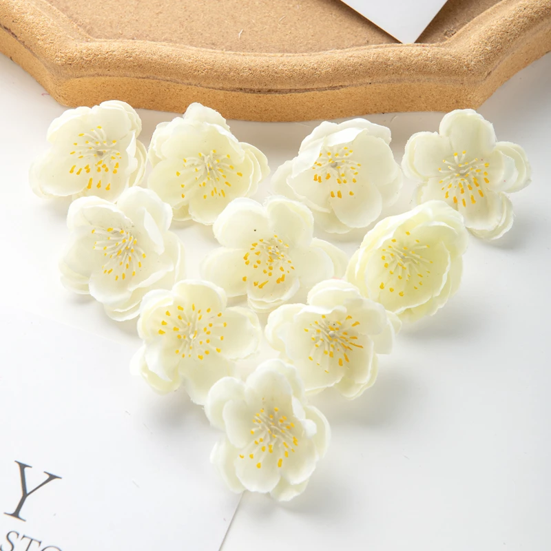 100 Stück 3CM Künstliche Blumen für Scrapbooking, Kirschblüten, DIY-Geschenke, Süßigkeitenbox, Hochzeit, Garten, Rosenbogen, Heimdekoration, Valentinstagskranz – Detail 6