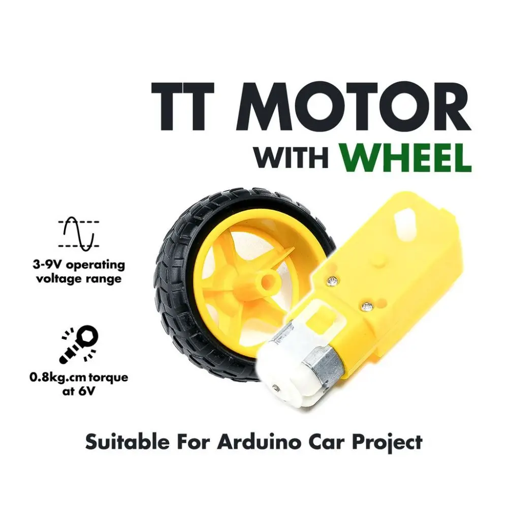 

No-load Speed 3-6V DC Electric Motor Magnetic Plastic TT Motor Tire Wheel Yellow 1:48 Dual Shaft Gear Motor Smart RC Car