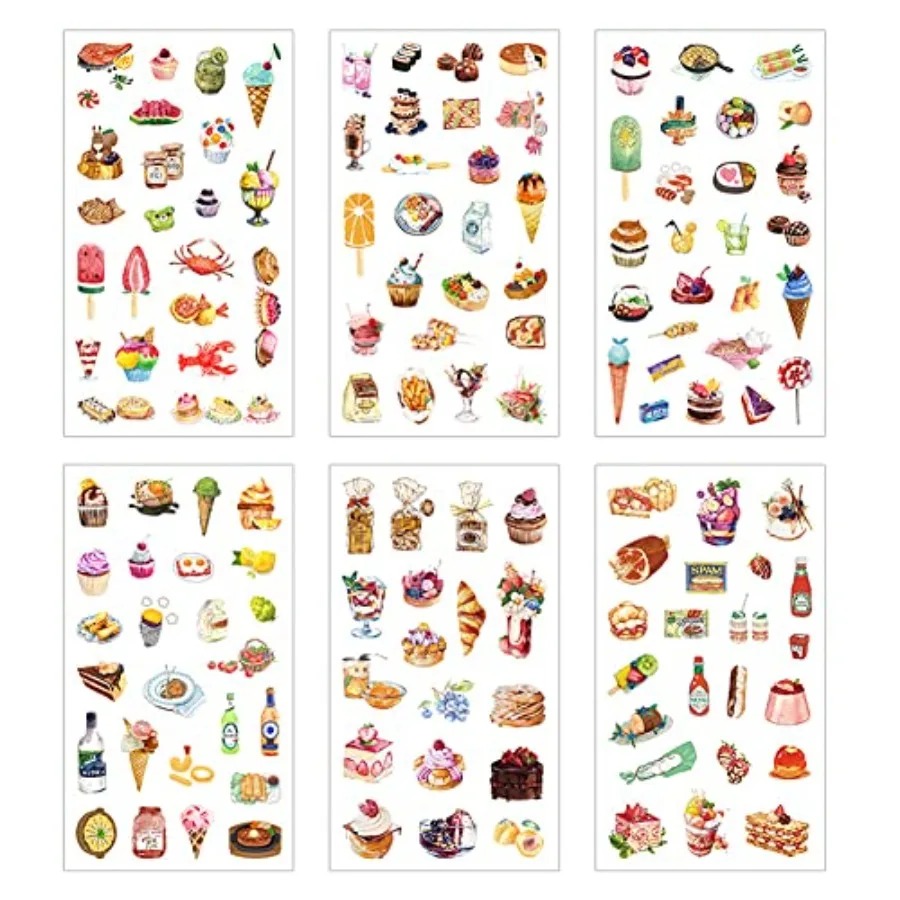 3 conjunto de 18 folhas delicioso sobremesa comida bolo biscoitos pão donut sorvete bebida papelaria adesivo scrapbooking planejador diário