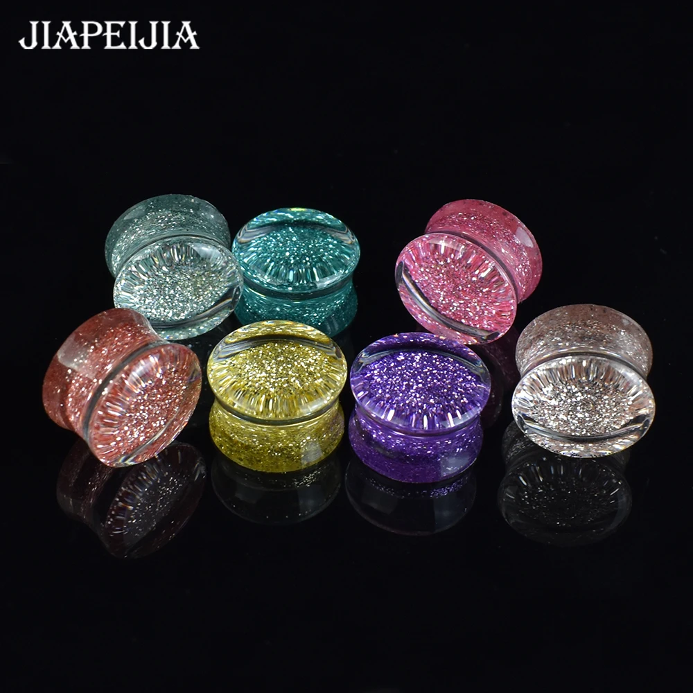 2Pcs 6-50mm Pure Color Shining Ear Gauges Tunnels and Plugs Ear Stretcher Expander Ear Piercing Jewelry