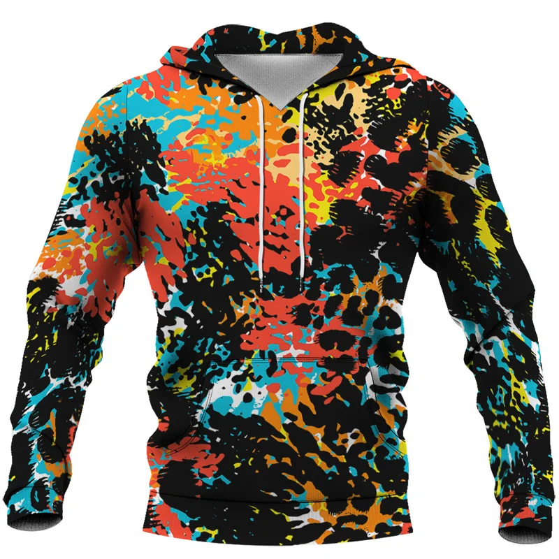 Colorful Leopard Butterfly Tie Dye Paint Vintage Style Men Hoodies Women Water Color Tracksuit Pullover Casual Sweatshirts S-6XL