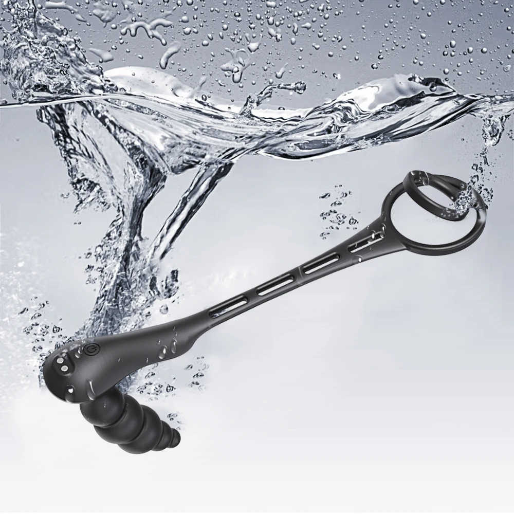 เครื่องสั่นห่วงรัดอวัยวะเพศชายพร้อมลูกปัดเซ็กซ์ทอยเสียบก้นสำหรับคู่รักเครื่องนวดก้นต่อมลูกหมากไร้สายระยะไกล