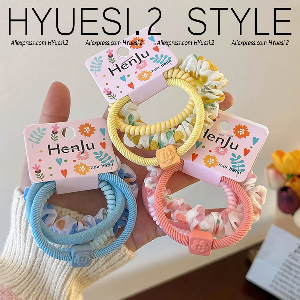 4pcs/Set Elegant Scrunchies Colorful Spiral Hair Ties Ropes Elastic No-Damage Ponytail Holder Rubber Band Women Girls Headwear