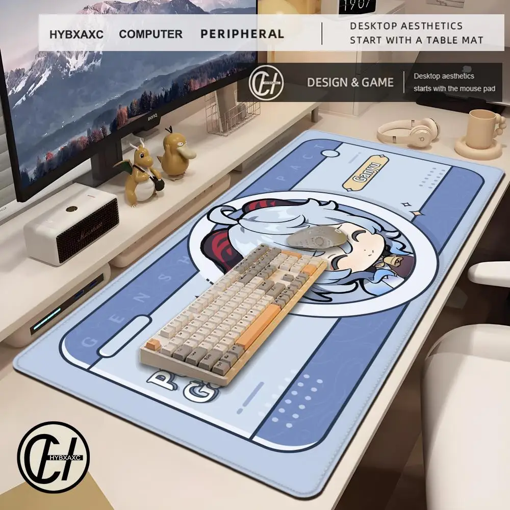 Deskmat المطاط أنيمي ماوس الوسادة Genshin تأثير الألعاب الحصير عدم الانزلاق Xxl ماوس ألعاب الكمبيوتر ومكتب عمل حصيرة وسادات المكتب #3