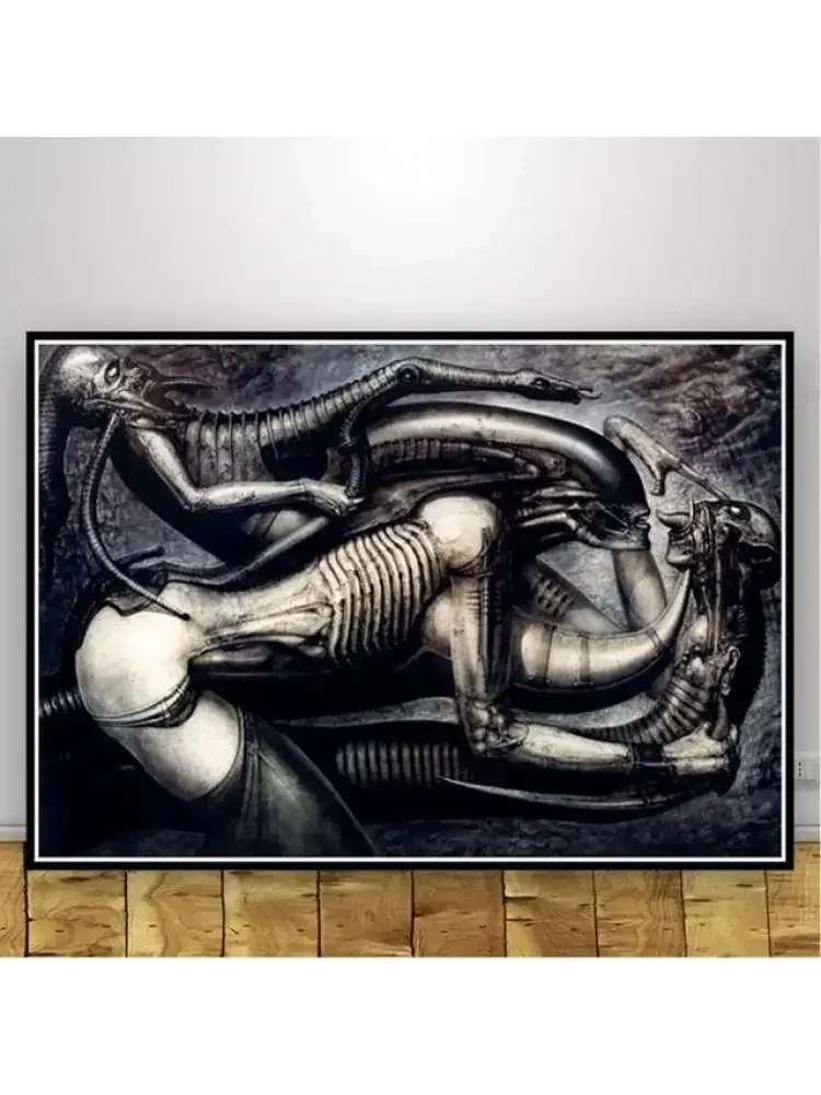 Featuring Hr Giger Li II Alien Artwork Posters and Prints Canvas Painting Wall Pictures for Living Room Bedroom Home Decor Gift