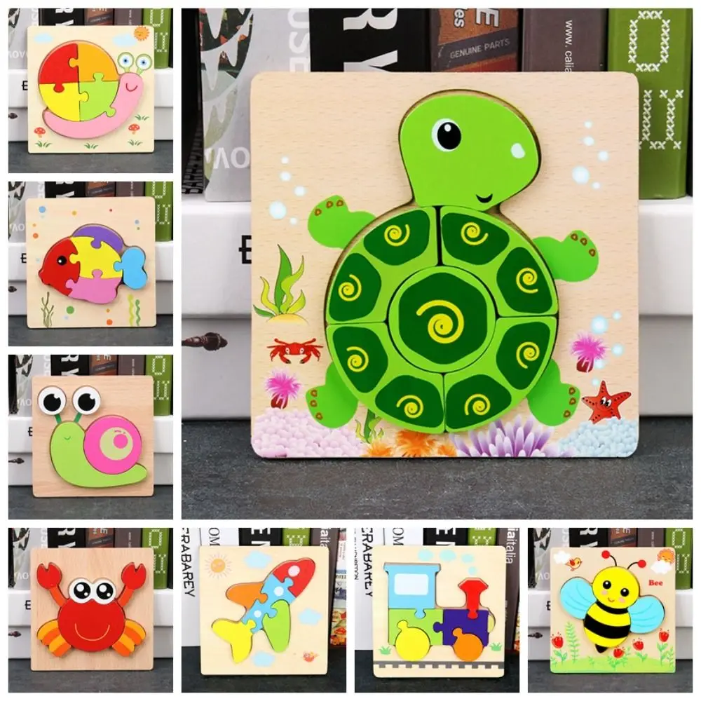 Cartoon Animals 3D Wooden Puzzles 3D Wooden Wooden Puzzle Toy Intelligence Educational Wooden Toddler Puzzles Baby