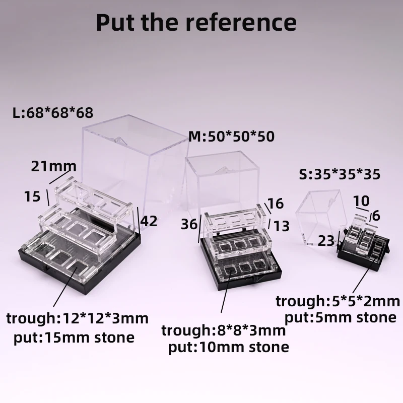 Medium acrylic three-layer crystal raw stone display box mine standard crystal storage box raw ore display rack