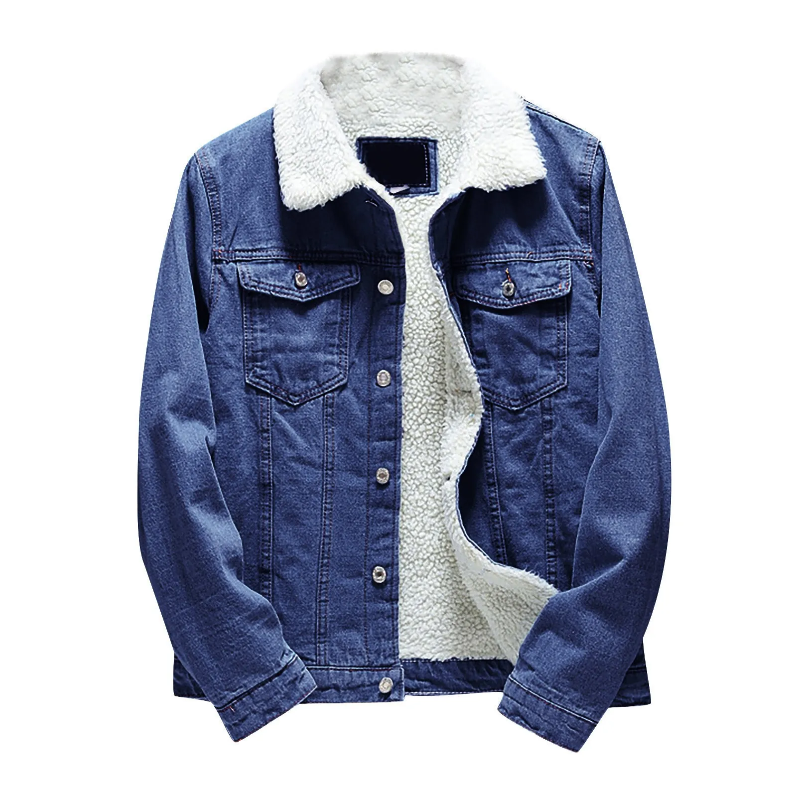 

Light Blue Men Winter Casual Jean Jackets Outerwear Warm Denim Coats Asian Size Wool Liner Thicker Black Thick Overcoat 2025