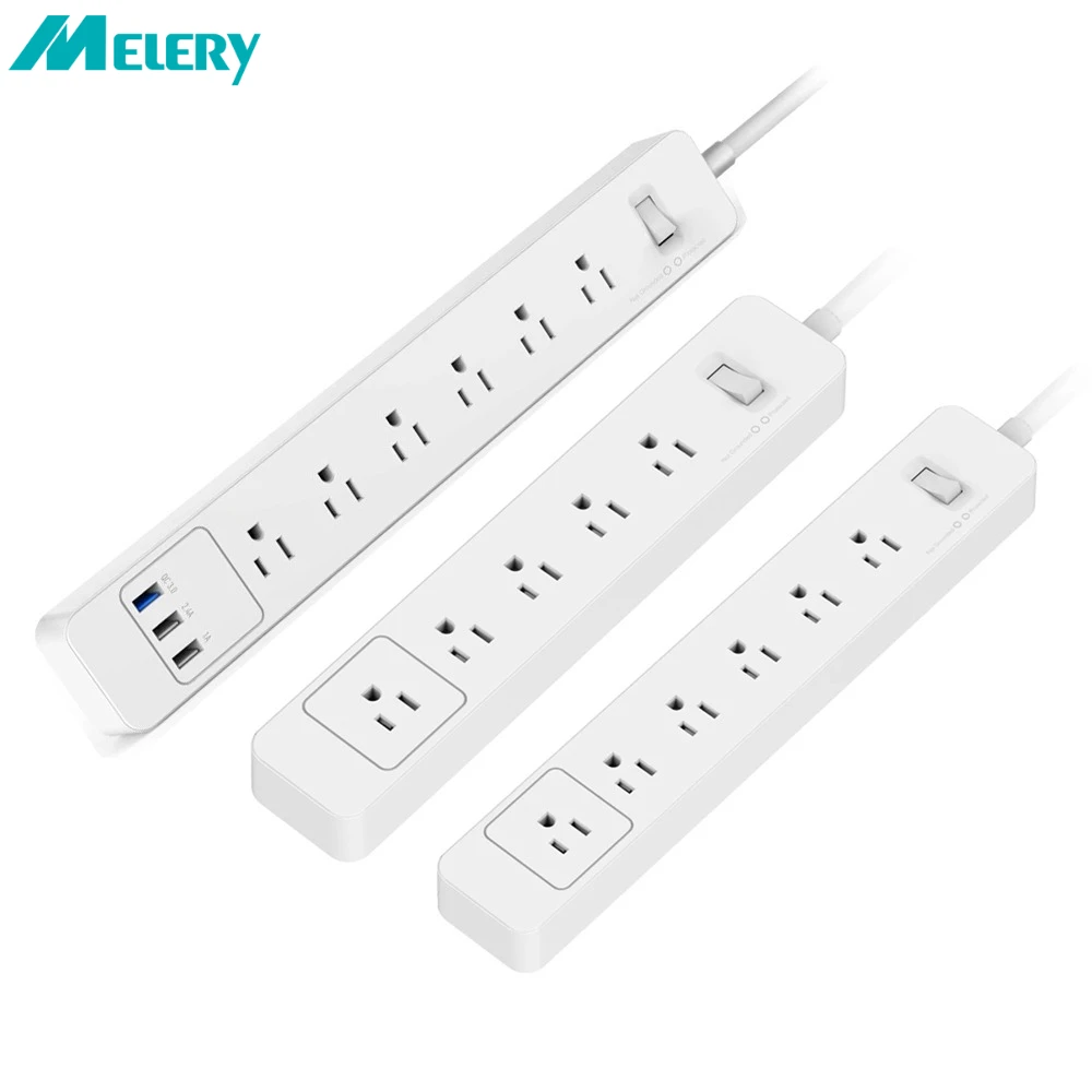 

Melery Mexico US 6 Outlets Power Strip Surge Protector Electrical Plug Sockets Switch Overload Protection 1.4m Extension Cord