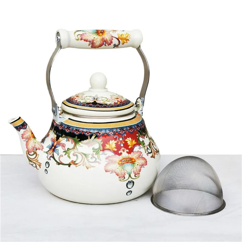 With filter enamel enamel tea kettle Kung Fu tea kettle household large single pot heat-resistant tea set induction cooker