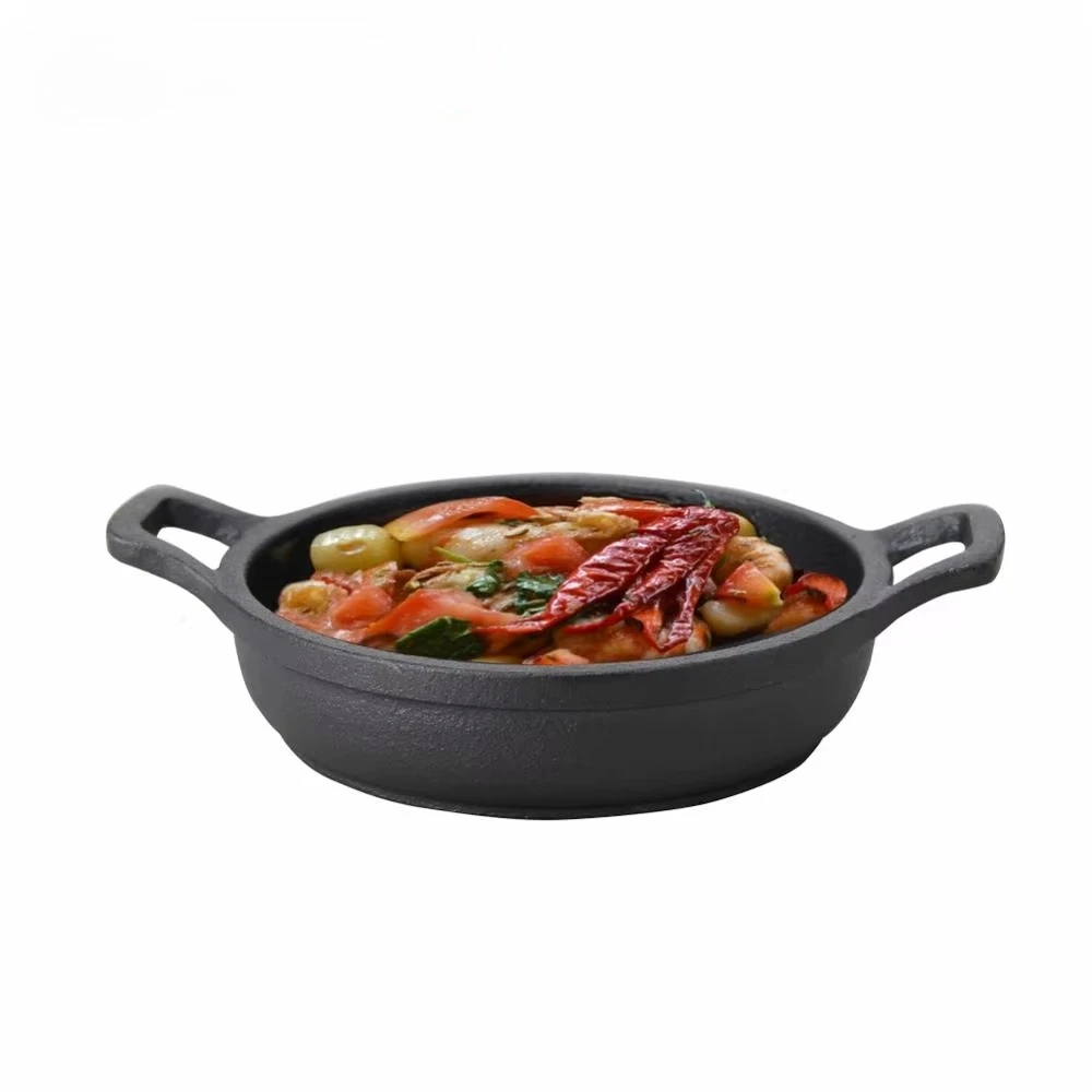 SUNNEX 2022 Hot Sale High Quality Casserole Kitchen Ware Set Cookware Pot Fry Beef Steak Cast Iron Wood Base Pan Durable
