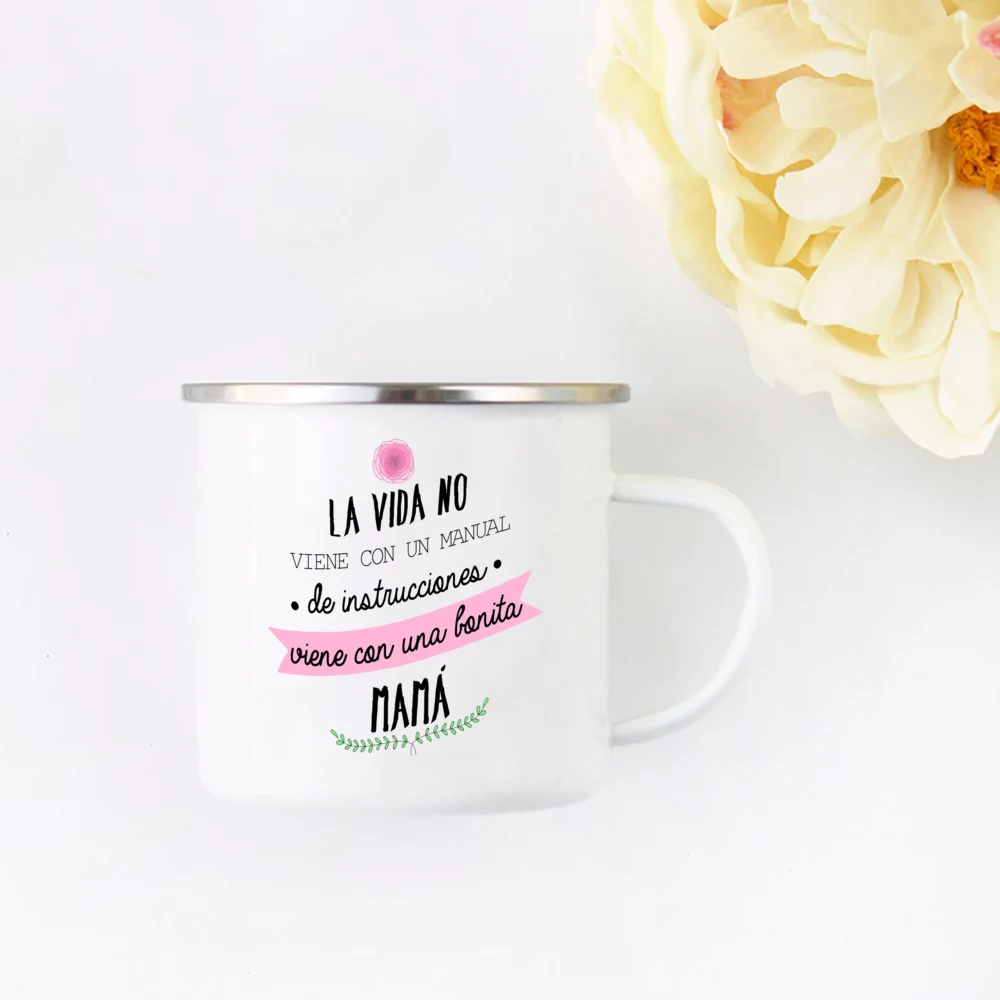 Gifts for Mom Enamel Coffee Mug You Are The Best Mother in The World Printed Cup Your Favorite Best Birthday Gifts for Mom