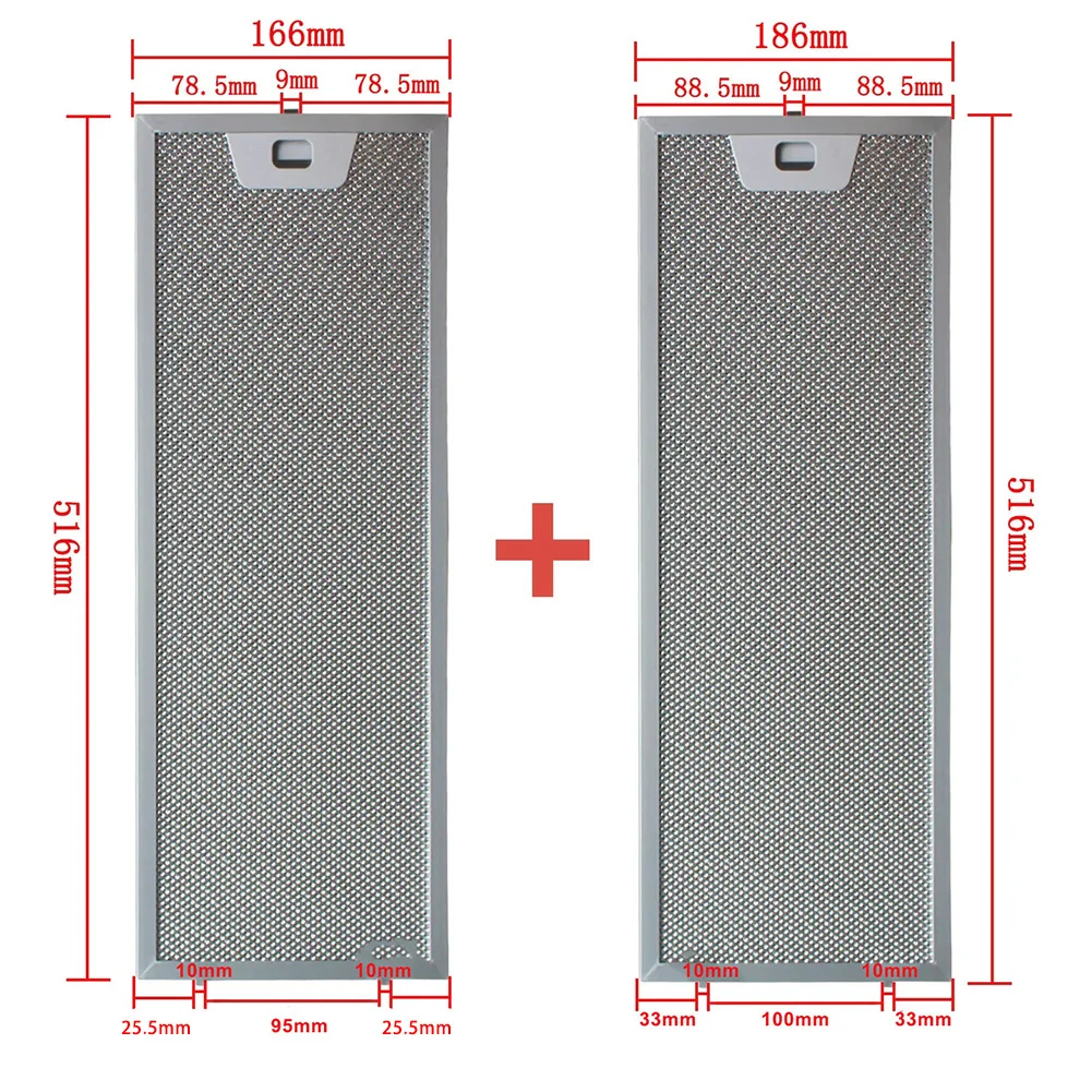 00660222 00660223 Aluminum Cooker Hood Filter Set 516x186mm/516x166mm Kitchen Extractor Range Hood Grease Filter Kitchen Tool