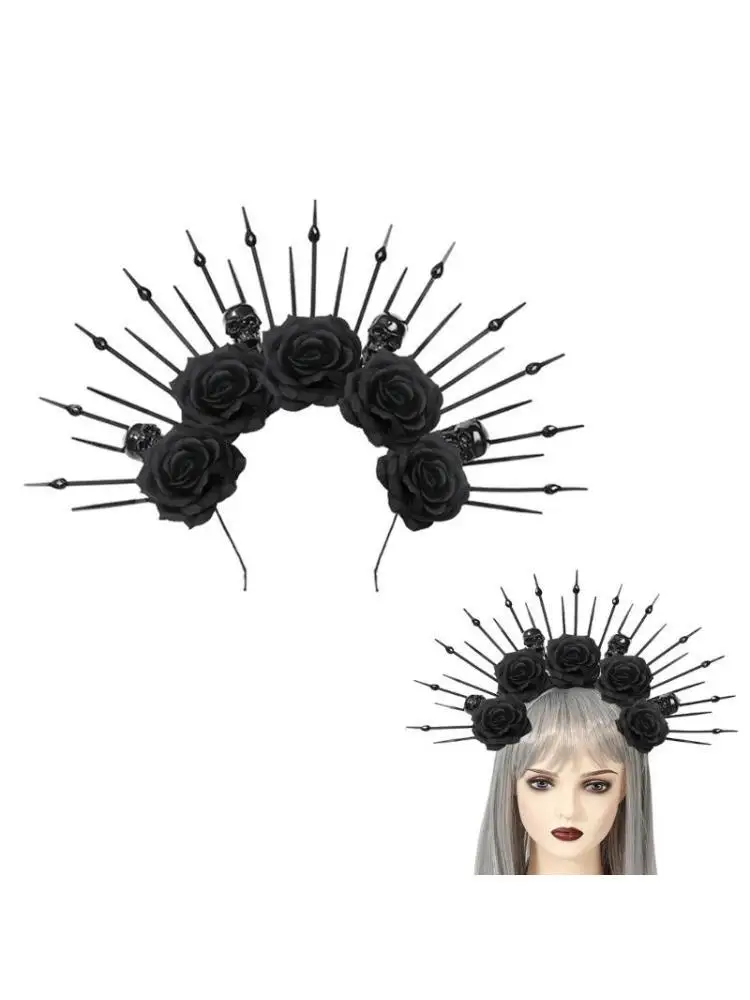 

P9FE повязки на голову с шипами, женские повязки на голову с цветком невесты для Хэллоуина, вечерние цветочные гирлянды, повязки