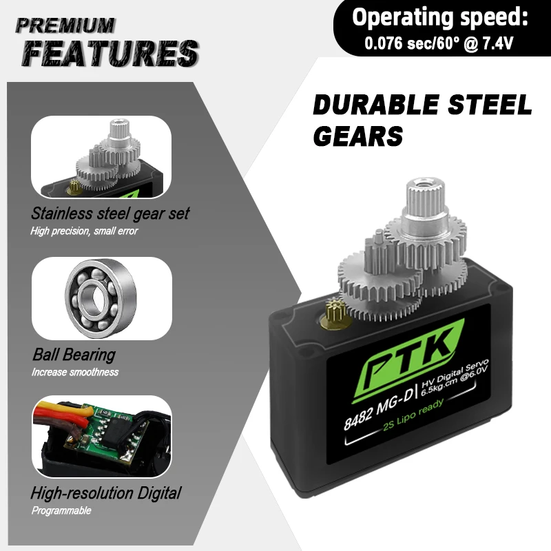 PTK e VOTIK 8482 MG-D 18g Servo Digitale Metal Gear per EPO aereo Aliante Modello RC Aereo Robot Hitec HS-82 stesso livello