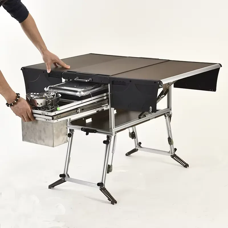 Camp Aluminum Kitchen and Rv Kitchen C650-BBQ Outdoor Equipped Picnic Table Folding Camping Stove Camping Mobile