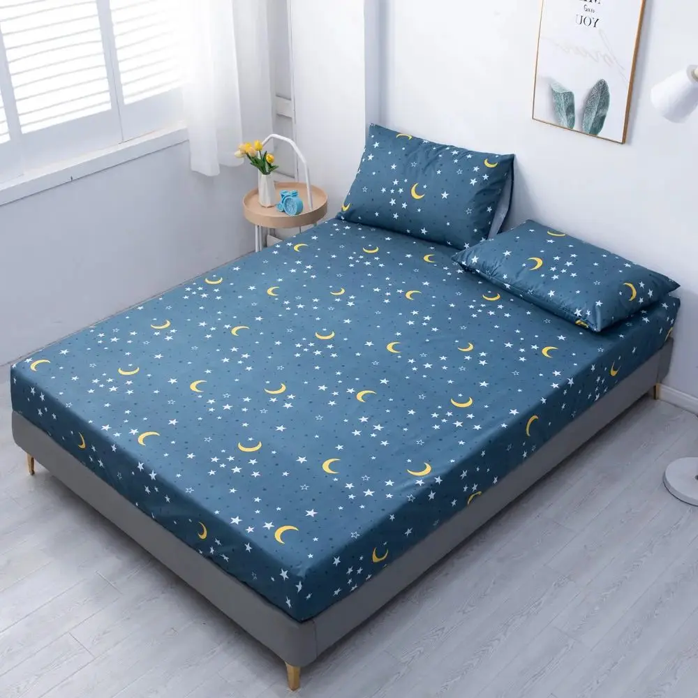 Blue star moon Waterproof Polyester Bed Fitted Sheet Mattress Cover Sabana(no pillowcas)90/120/150/160/180/200/220,7 size