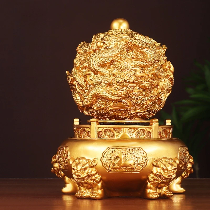 Jiuzhuan Qiankun Ding Ornament Home and Office Decorations Golden High-end Opening Gift Resin Ball Ornament