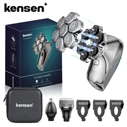 Kensen S18 Electric Head Shaver for Men Rechargeable 7D Floating Cutter Magnetic 5 in 1 Shaver Hair Trimmer Clipper Head Razors
