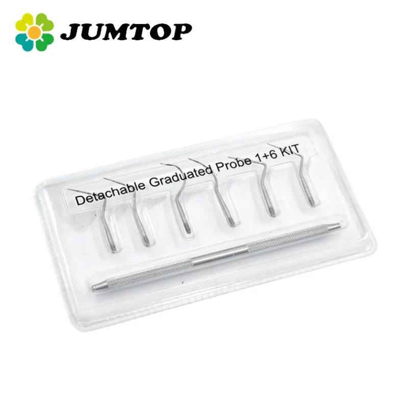 JUMTOP Dental Stainless Steel Periodontal Probe, Detachable Handle, Double Ended Dental Perio Explorer