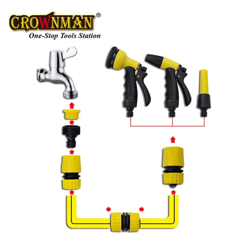 Garden Tools High Quality 8-Pattern Garden Water Hose Nozzle Gun Adjustable Portable Garden Water Spray Nozzle Gun Set view 4