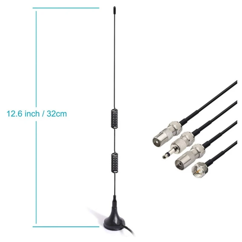 FM Antenna for Indoor Video Home Theater Stereo Receiver Tuner Base FM Radio Antenna with Adapter